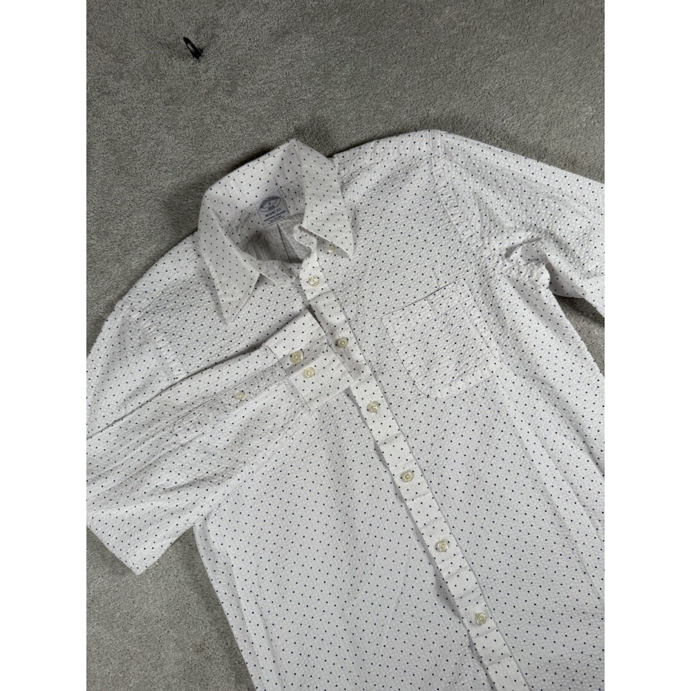 Brooks Brothers 1818 Regent Fit Men's Small Button Polka Dot Seersucker L/S